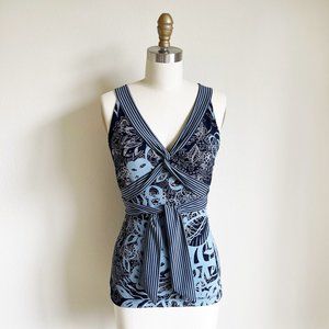 BCBG Blue Wrap Sleeveless Top